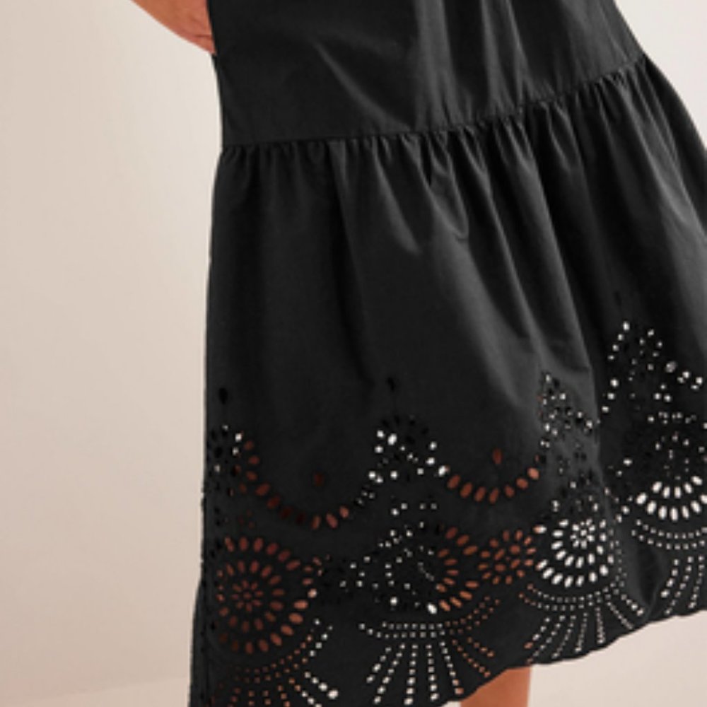 NWOT Never Worn Boden Full Broderie Skirt Black Plus Size 20/22 100% Cotton